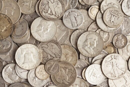 A collection of US-minted coins that contain silver