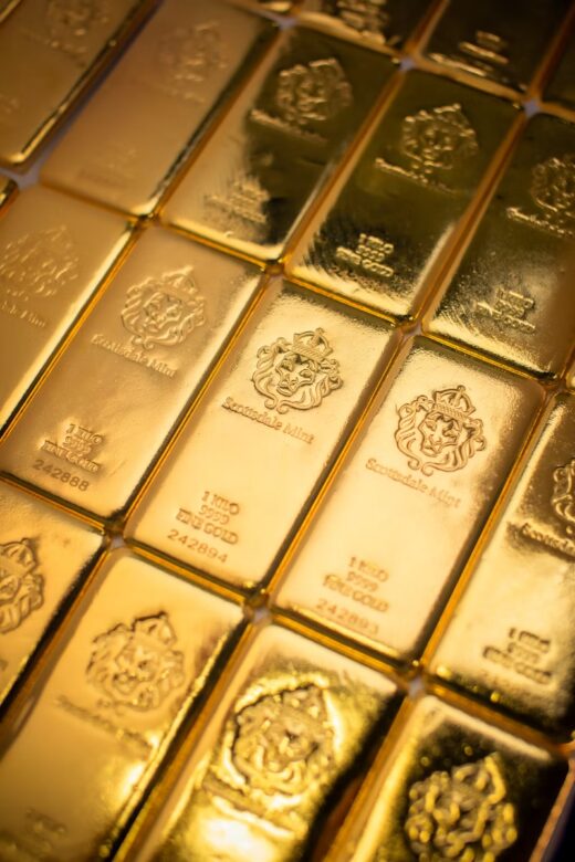 A grid of pure gold bars